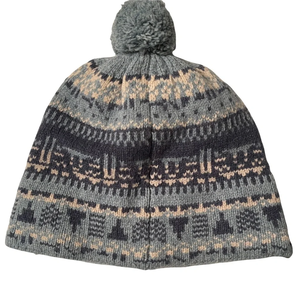 MOUNTAIN HARDWARE Belay Beanie Fair Isle Knit Pom Cap Nordic Ski Wool